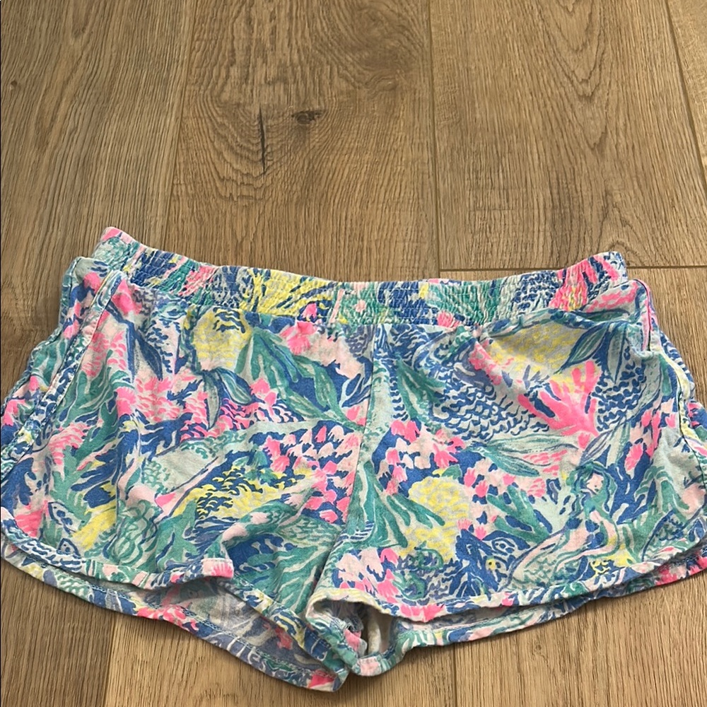 Lilly Pulitzer Pink and Blue Athletic Shorts Vibrant Design